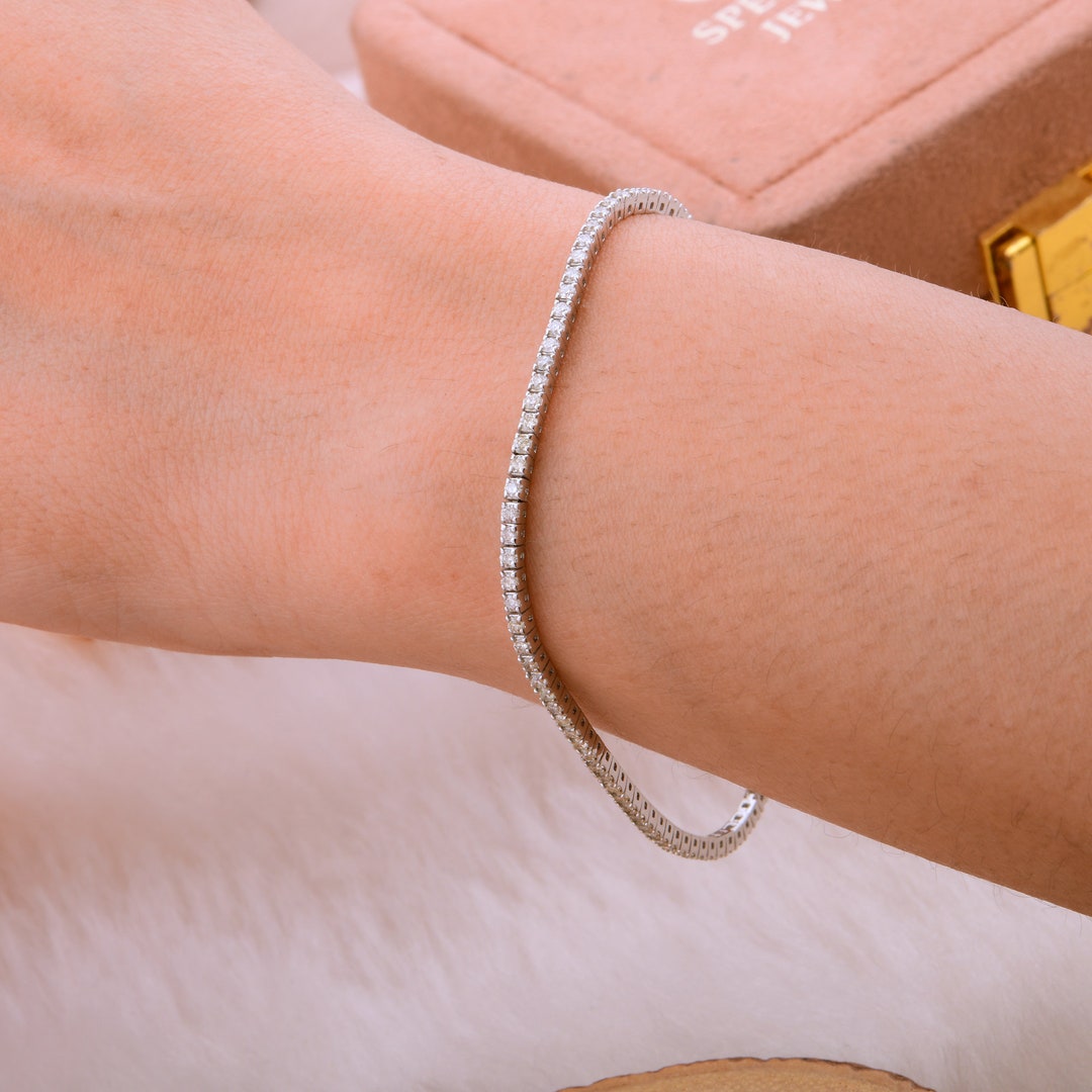 Diamond Tennis Bracelet / Gold Diamond Bracelet / Round Diamond