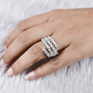 Diamond Wedding Ring 3.77 Ct| 18k Gold Half Eternity Ring| Art Deco Diamond Statement Ring| Diamond Jewelry| Diamond Marquise Birthday Gift