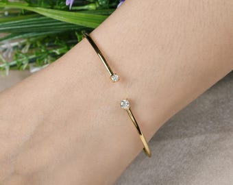18金イエローゴールドダイヤモンドバングル、ハンドメイドオープンカフ