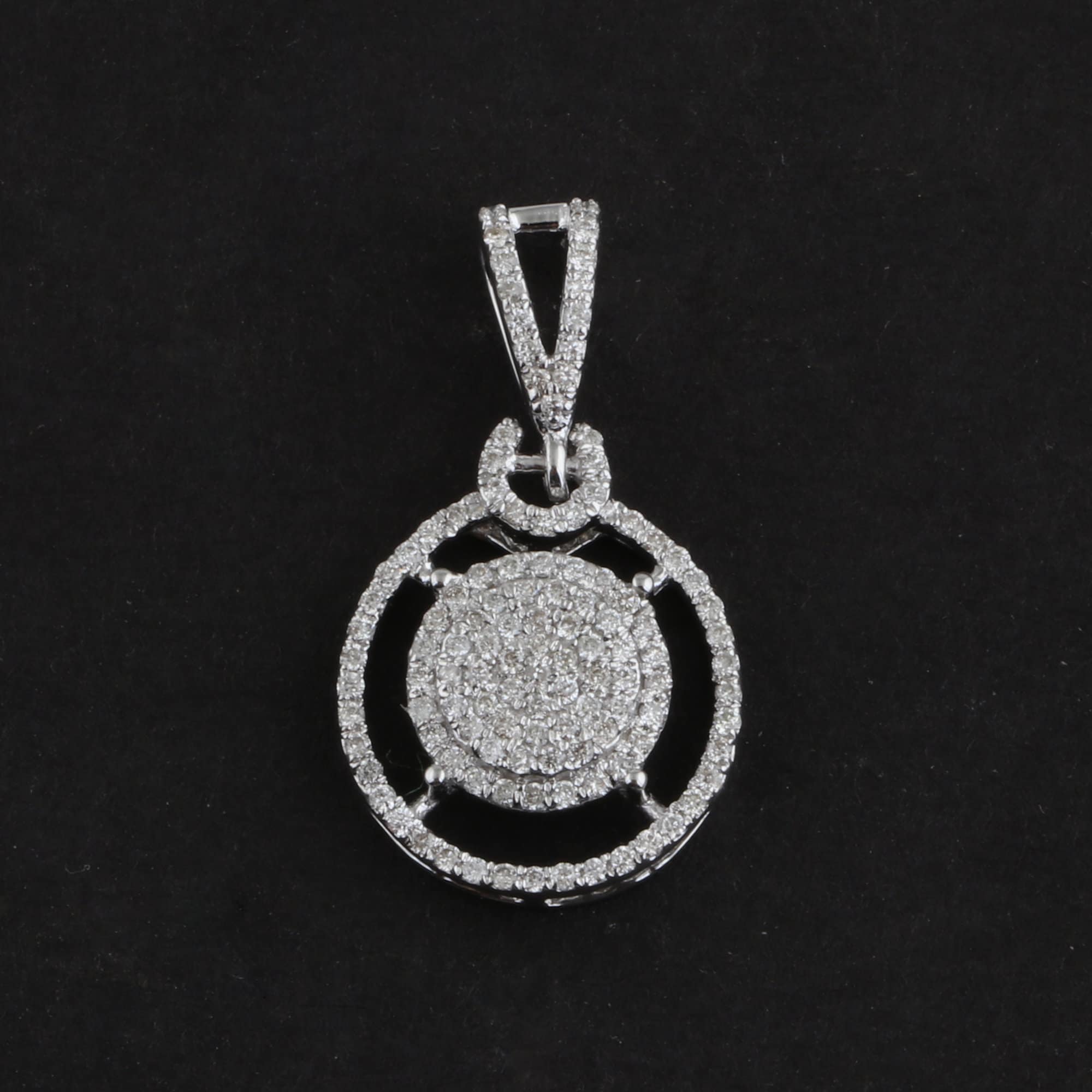 14k Solid White Gold Charm Pendant 0.40ct Round Natural Pave Etsy