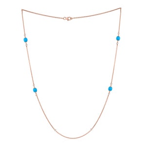 Turquoise Necklace, Diamond Station Necklace, 18K Gold Beaded Necklace, Minimalist Chain Necklace, Gemstone Necklace, Gift For Women