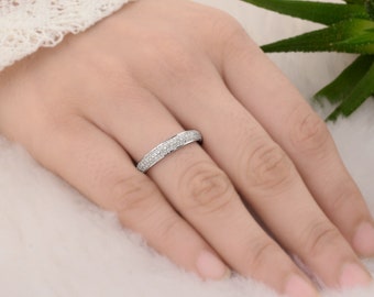 18k Gold Diamond Ring / Full Eternity Diamond Ring / Pave Diamond Wedding Band / Wedding Bridal Band / Dainty Engagement Band Ring For Women