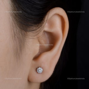 Diamond Cluster Earrings 0.19 Ct| 18k/14k Gold Floral Diamond Studs| Dainty Diamond Earrings| Handmade Diamond Jewelry| Round Diamond Gift