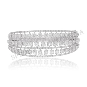Diamond Bangle, Round Cut Diamond Bracelet, Wedding Bridal Bracelet, 18k White Gold Bracelet, Statement Bangle Bracelet, Valentine Day Gift