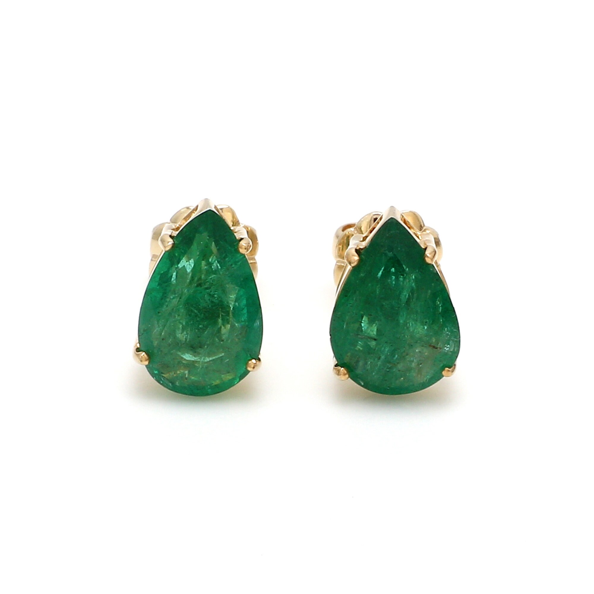 Emerald Earrings 14k Gold Earrings Stud Earrings Emerald Etsy