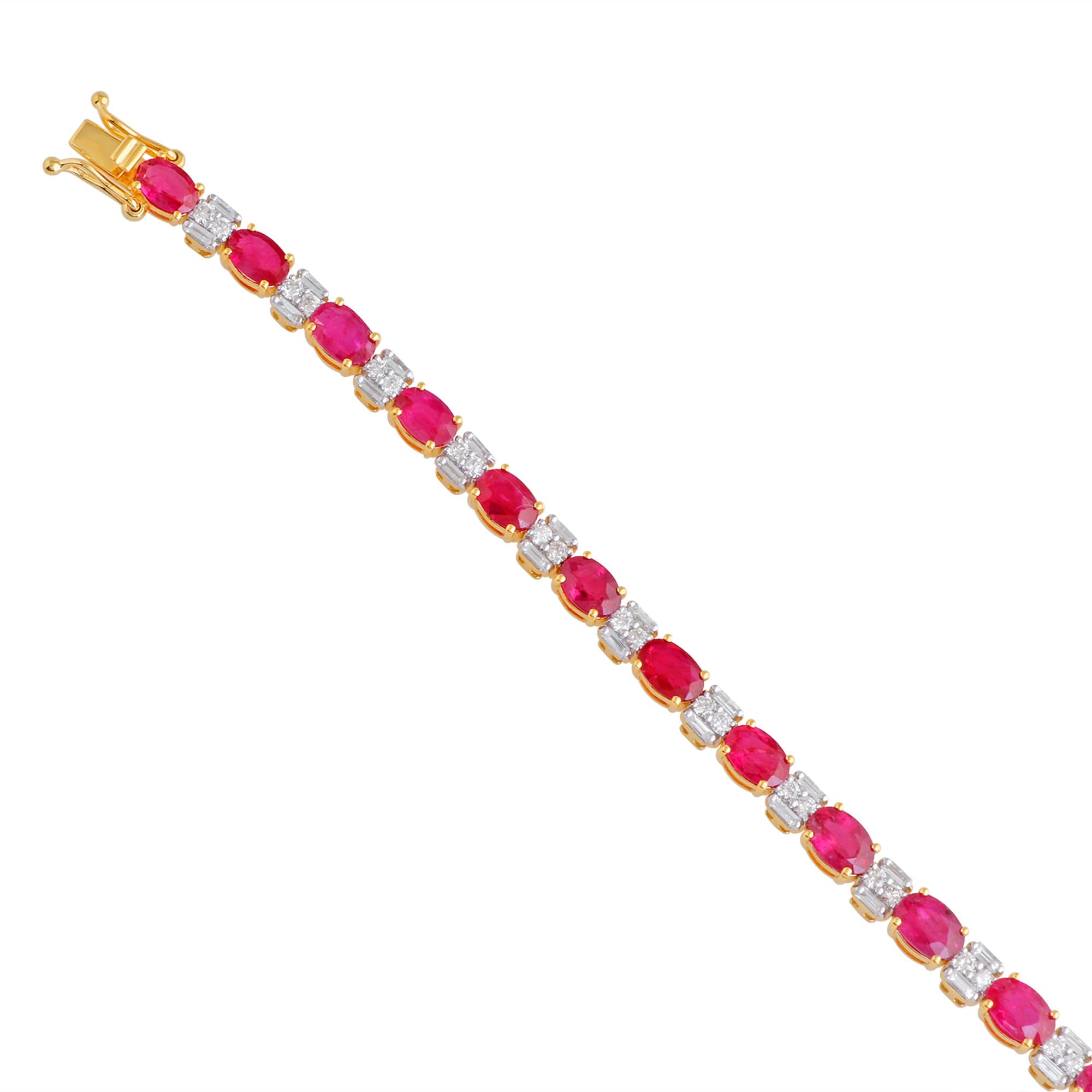 10 Ct Genuine Ruby Tennis Bracelet Round and Baguette Diamond Etsy