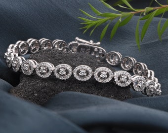 Lab Grown Diamond Bracelet, 10K Witgouden Bruiloft Armband, Minimalistische Tennis Armband, Vrouwen Sieraden, Bruidsmeisje Cadeau, Moederdag Cadeau