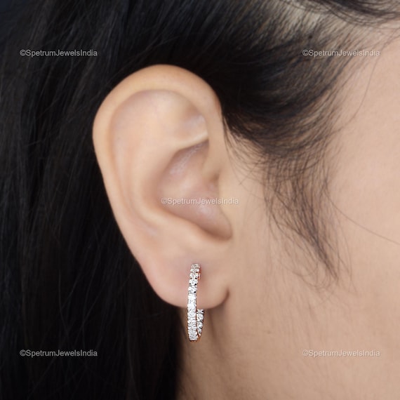 【天然ダイヤモンド】イヤリング K-18 ROSE GOLD 1.18カラット ラウンドカット ダイヤモンド イヤリング（女性用）｜10K