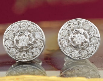 0.4Ct Diamond Halo Stud Earrings, Natural Diamond Earrings in 10k White Gold, Woman Classic Diamond Earrings, Everyday Earrings Gift for Her