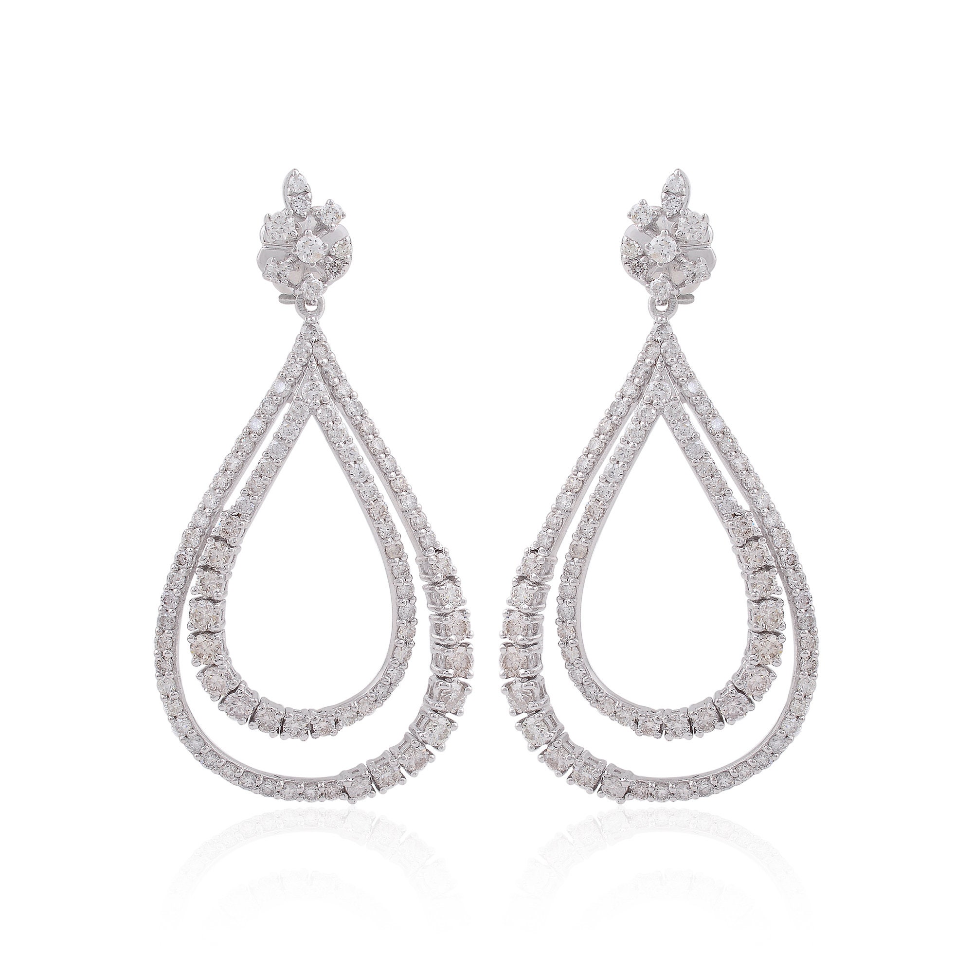 14K Gold Diamond Earrings, Diamond Teardrop Earrings, Round Diamond Wedding Earrings, Pave Diamond Jewelry, Diamond Dangle & Drop Earrings