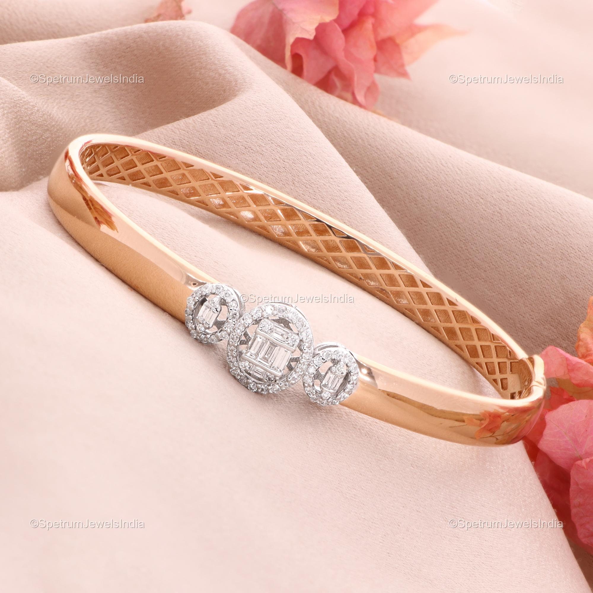 Bracelet Or 18k serti rosaces de Diamant