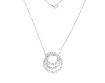 18k White Gold Pendant| Natural Diamond Pendant Necklace| Statement Charm Necklace Pendant| Classy Cluster Pendant| Christmas Gifts