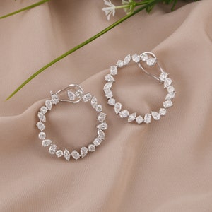 18K Solid Gold Diamond Huggies Earrings, Diamond Hoops Earrings, Cluster Earring, Classic Hoops, Stunning Diamond Earrings, Anniversary Gift