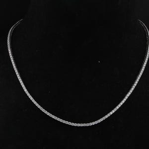 18k White Gold Lab Grown CVD Diamond Chain Necklace, Natural Diamond Fine Gold Necklace Jewelry, Round Diamonds Wedding Necklace For Bridal