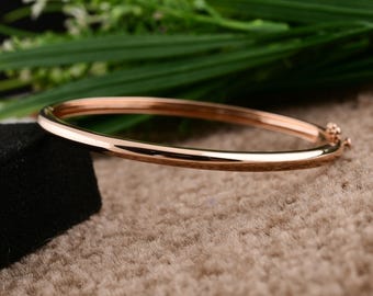 14K 18K Solid Gold Bangle Bracelet Hinged Round Bangle Minimalist Stacking Bracelet Classic Statement Jewelry Gift for Her Mom Anniversary