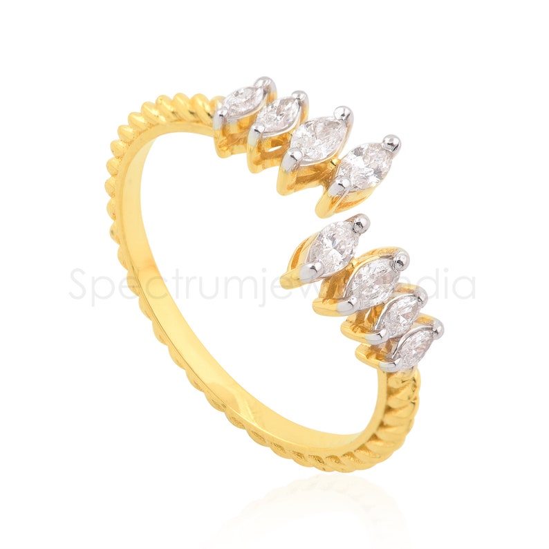 Gold Diamond Ring / Marquise Diamond Women Ring / 18k Gold Dainty Ring / Wedding Diamond Wrap Ring / Wedding Bridal Ring / Anniversary Ring image 4