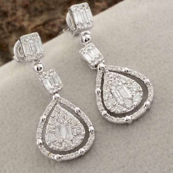 Drop halo earrings sale