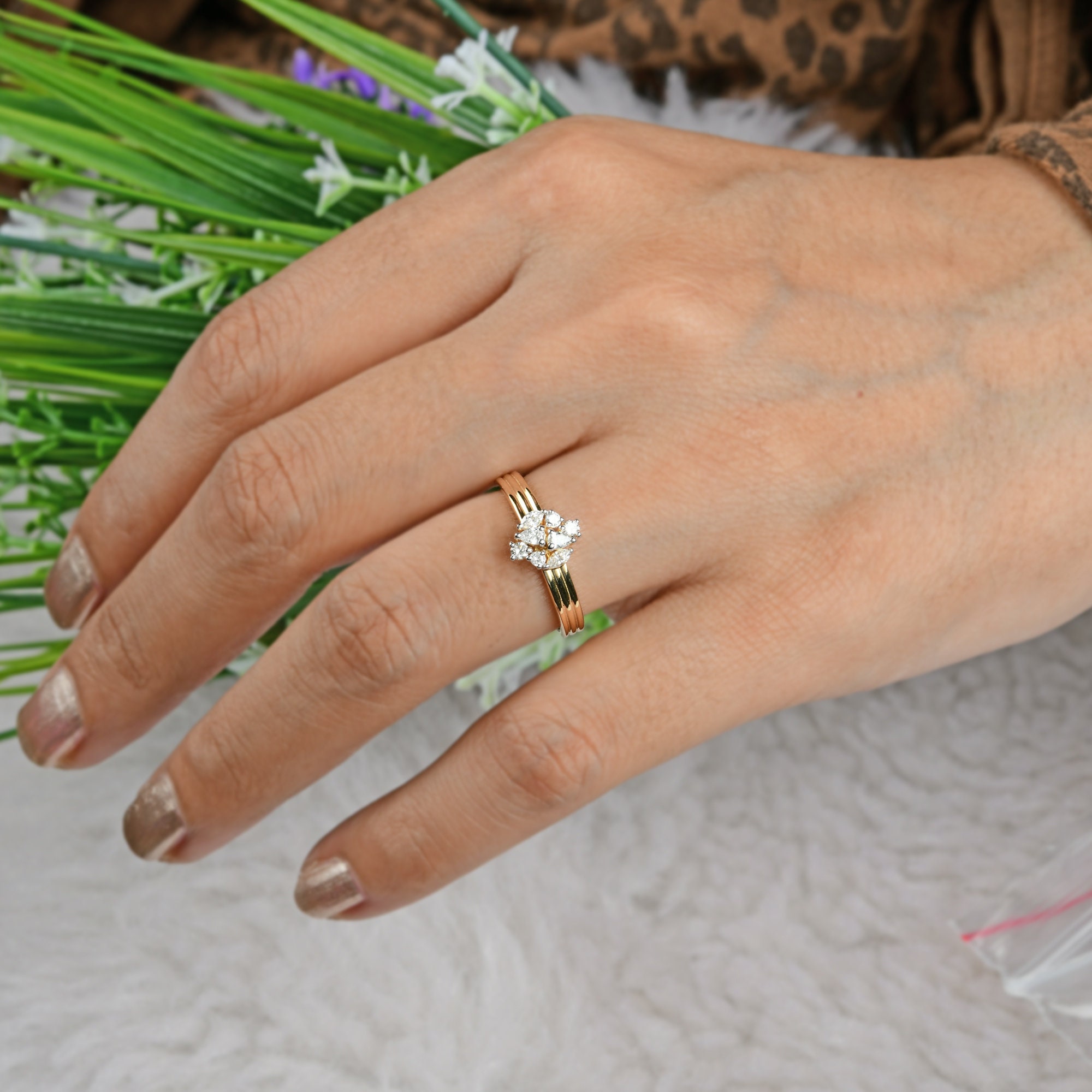 Diamond Wedding Ring, 18k Solid Gold Diamond Engagement Ring