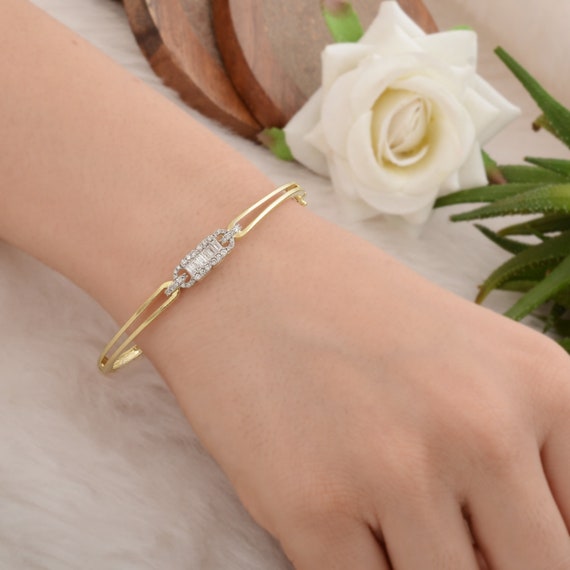Diamond Bangle Bracelet 18k Gold Vermeil Diamond Jewelry 236 Diamond Pave  bangle | eBay