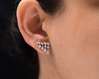 1.39Ct Diamond Stud Earrings, 18k/14k Solid Gold Stud Earrings, Natural/Lab Diamond Jewelry, White Gold Earrings, Diamond Statement Earrings