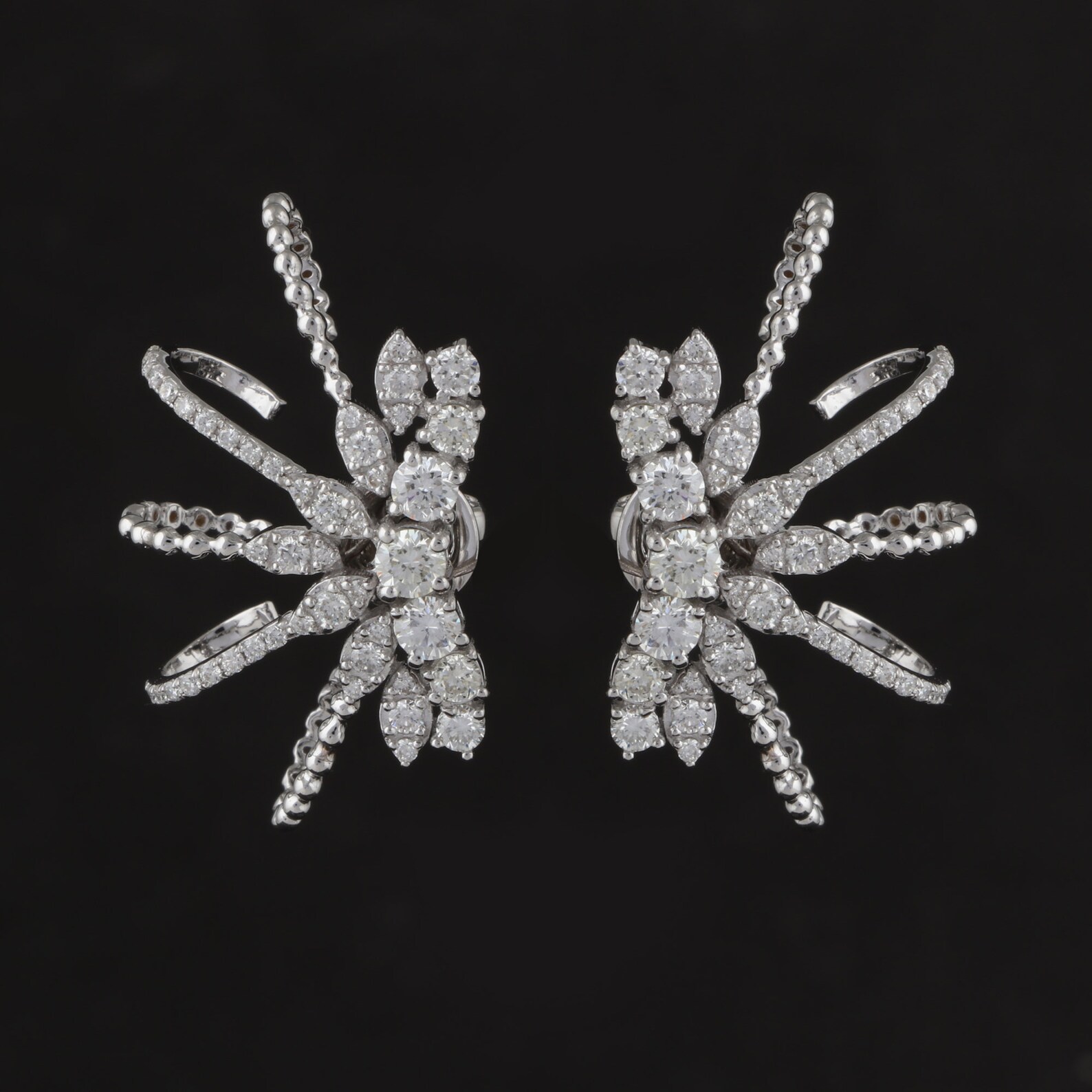 Solid Diamond Cuff Earring 18k White Gold Diamond Ear Cuffs Etsy