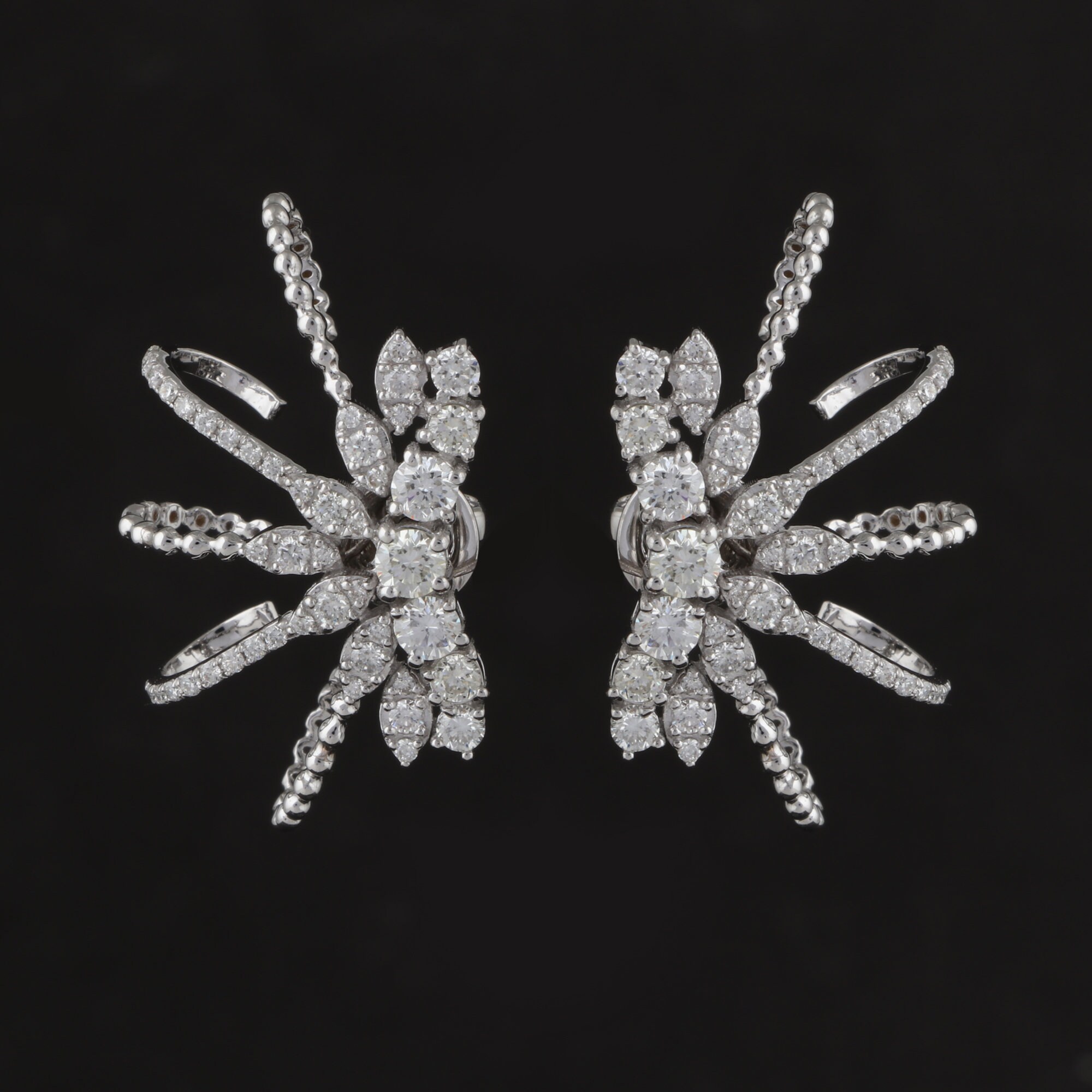 Solid Diamond Cuff Earring / 14k White Gold Diamond Ear Cuffs Etsy