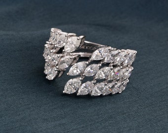 2.77 Ct Marquise Diamond Statement Ring, 18k/14k Gold Wedding Jewelry