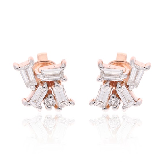 Baguette diamond studs deals