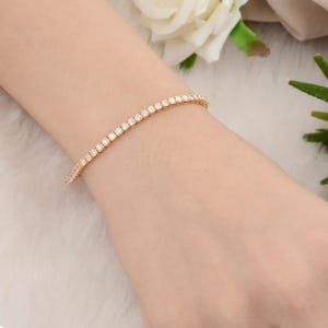 Diamond Tennis Bracelet 6 Ct| 18k Yellow Gold Bridal Bracelet| Diamond Statemet Bracelet| Diamond Engagement Jewelry| Round Cut Diamond Gift