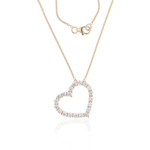 1.75 Ct Open Heart Lab Grown Diamond Pendant Necklace, 14K Gold Heart Shape Pendant, Heart Love Pendant, Romantic Gift, Anniversary Gift