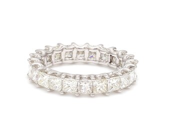 3.70Ct Square Cut Diamond Eternity Ring, 18k Gold Wedding Band