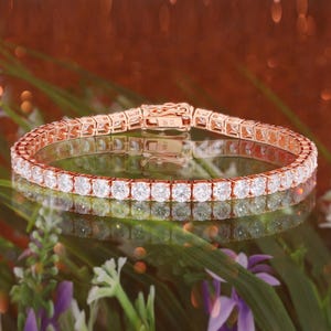 Diamond Engagement Bracelet 12.17 Ct| 18k Gold Tennis Bracelet| Rose Gold Women Bracelet| Diamond Fine Jewelry| Round Diamond Birthday Gift