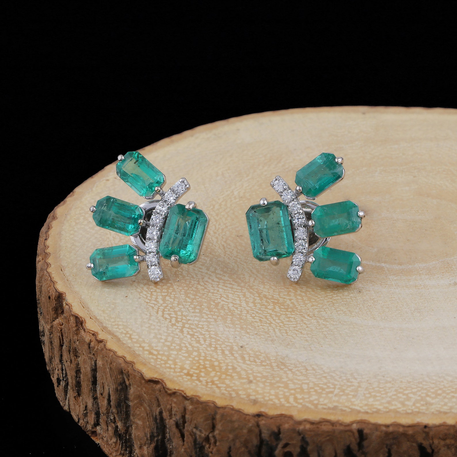 5.1 Ct Green Emerald Stud Earrings Small Emerald Studs Etsy