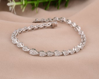 Lab Grown Diamond Tennis Bracelet Tcw| 10K White Gold Wedding