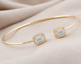 Diamond 18k Yellow Gold Bangle Bracelet Jewelry For Engagement Anniversary, Natural Brilliant Cut Diamond Women Bracelet For Wife