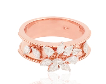 Diamond Band Ring / Pear Cut Diamond Rings / 18k Gold Wedding Bridal Band / Women's Diamond Ring / Wedding Anniversary Diamond Ring For Her