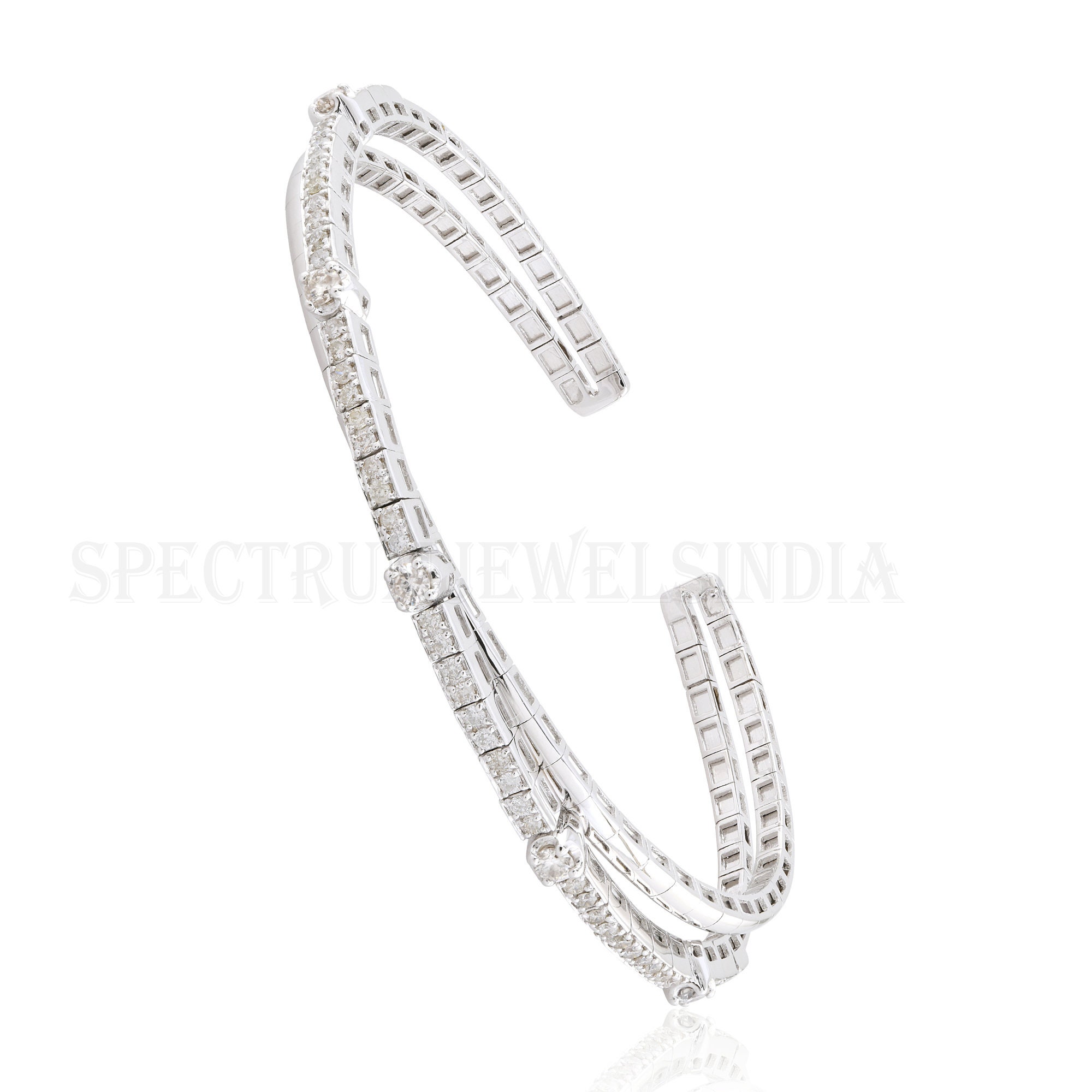 18k Gold Diamond Bracelet / Round Cut Diamond Cuff Bracelet 18k Gold Diamond Bracelet / Round Cut Diamond Cuff Bracelet