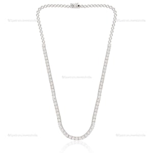 9.25 Ct H/SI Natural Diamond Tennis Necklace| 22.17 Gms 18k White Gold Layered Necklace| Real Diamond Wedding Necklace| 1st Anniversary Gift