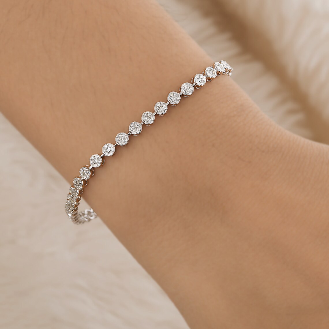 Pave Diamond Bracelet / 10k Gold Tennis Bracelet / Certified - Etsy