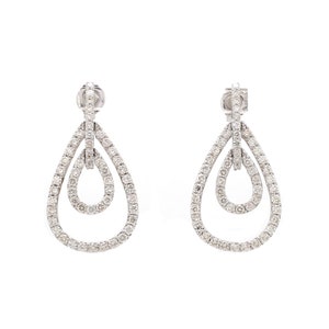Diamond Dangle Earrings Stunning 14k White Gold Earrings, 3.10ct Natural Diamond 6.82gm Gold Earrings Round Cut Statement Drop Earrings