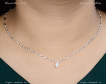 Prachtige natuurlijke diamanten ketting, 14k witgouden ketting voor haar, briljant geslepen diamant unieke ketting voor verlovingsvrouwen