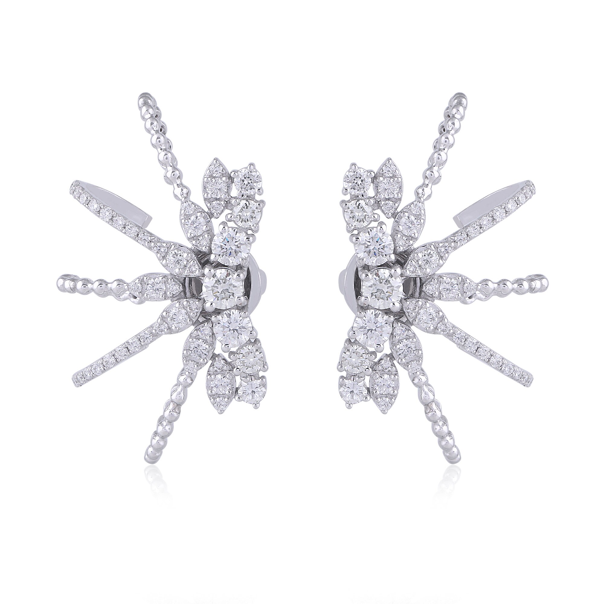 Solid Diamond Cuff Earring 18k White Gold Diamond Ear Cuffs Etsy