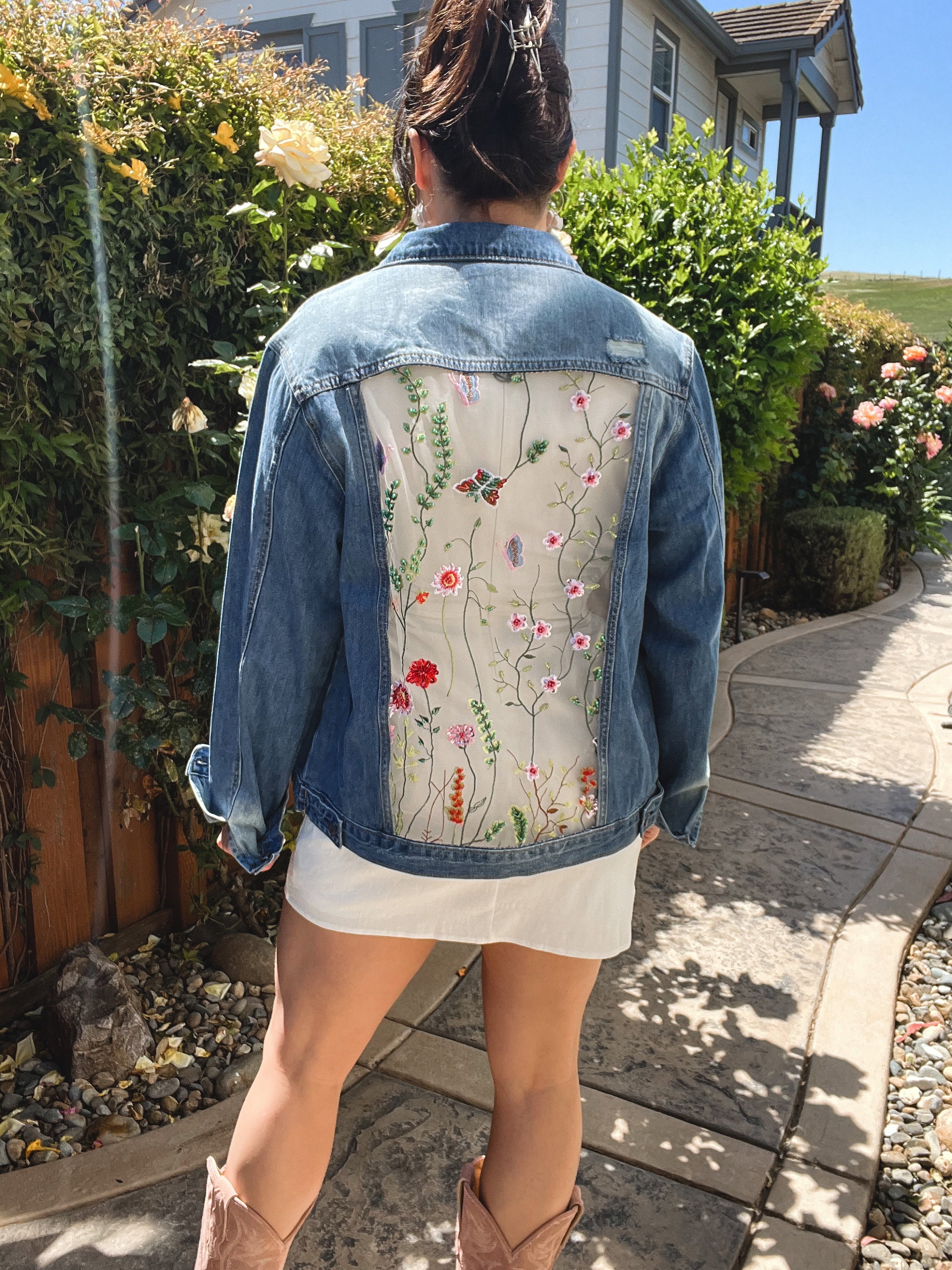 Floral Lace Bridal Denim Jacket: Boho Wedding, Bridesmaids - Etsy