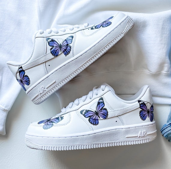 Custom Air Force 1 Purple Butterfly Shoes Nike AF1 Custom | Etsy