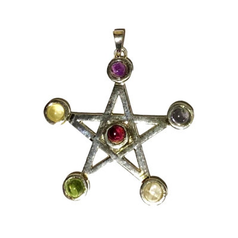 Gemstone Six Point Star Pendant With Chakra Stones - Healing Crystal ...