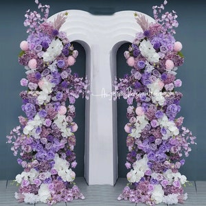 Purple white Rose Hydrangea Phalaenopsis wedding Backdrop Arch backdrop decoration Floral Arrangement Three-dimensional flower arrangement