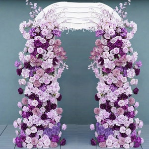 Shades of Purple Wildflower Flower Arch for Wedding, Spring Wedding Backdrop, Boho Arbour Gazebo Flowers,Design in rose,orchid