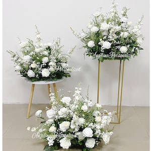 White Wedding Centerpiece: Greenery Flower Arrangement