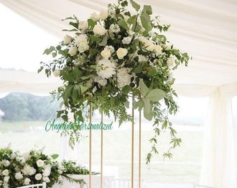 White & Gold Wedding Centerpiece: Spring Floral Kiss Ball