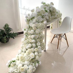 White Flower Garland Wedding Arch Flower,Table Flower Runner,Wedding Centerpiece Table Runner,Flower Row Wedding Aisle Flower Runner,